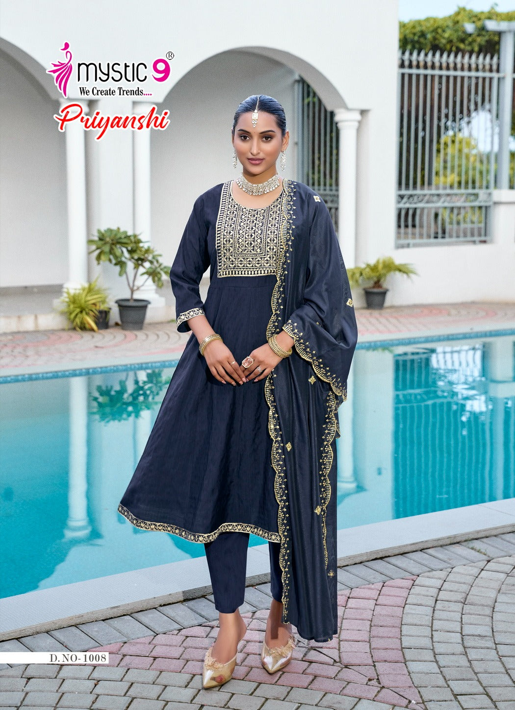 Priyanshi Vol 1 Mystic 9 Vertican Readymade Anarkali Suits Wholesaler Gujarat