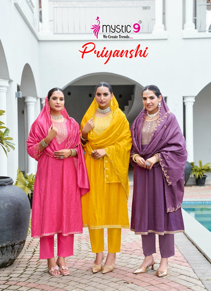 Priyanshi Vol 1 Mystic 9 Vertican Readymade Anarkali Suits Wholesaler Gujarat