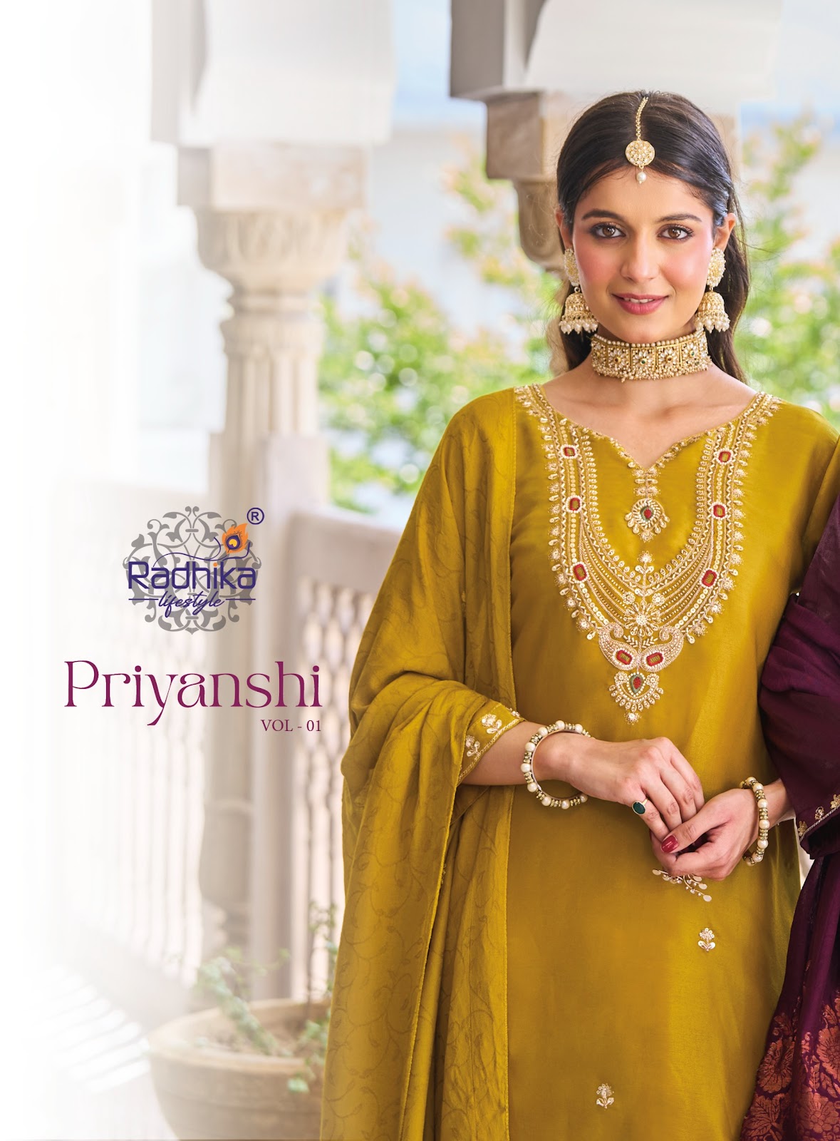 Priyanshi Vol 1 Radhika Lifestyle Roman Silk Readymade Plazzo Style Suits Wholesaler India