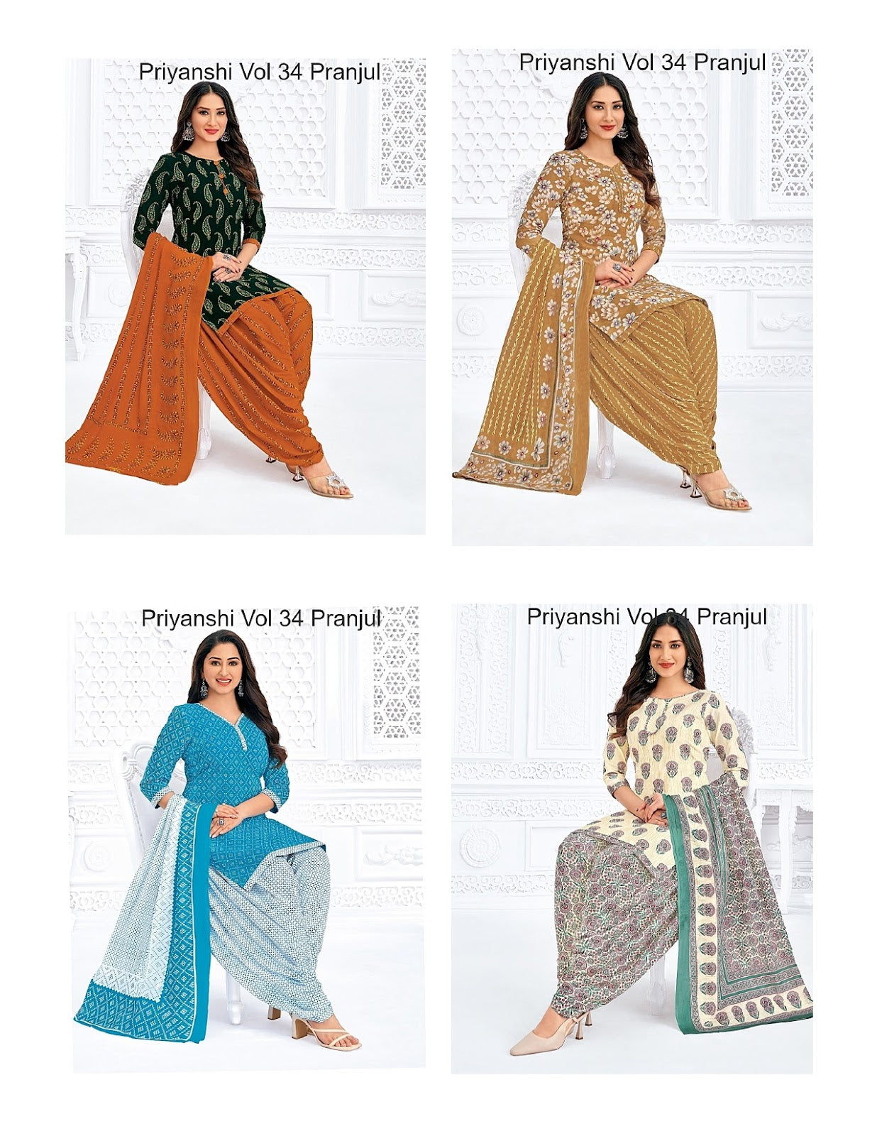 Priyanshi Vol 34 Pranjul Readymade Cotton Patiyala Suits Supplier India