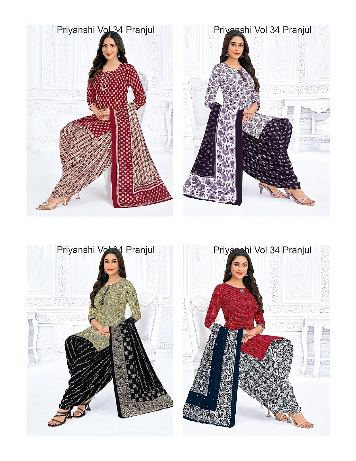 Priyanshi Vol 34 Pranjul Readymade Cotton Patiyala Suits Supplier India