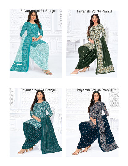 Priyanshi Vol 34 Pranjul Readymade Cotton Patiyala Suits Supplier India