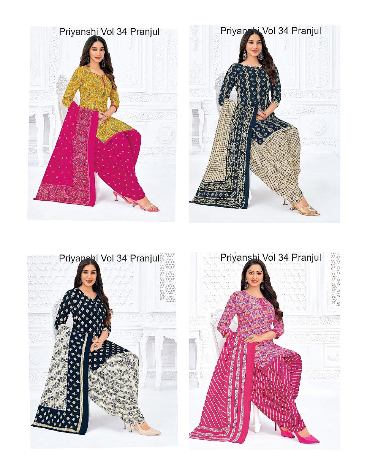 Priyanshi Vol 34 Pranjul Readymade Cotton Patiyala Suits Supplier India