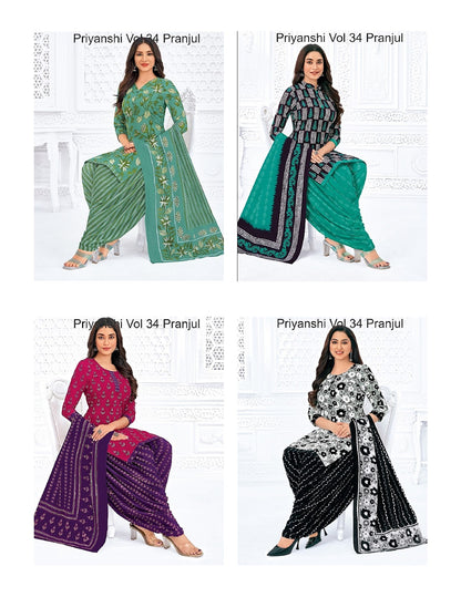 Priyanshi Vol 34 Pranjul Readymade Cotton Patiyala Suits Supplier India