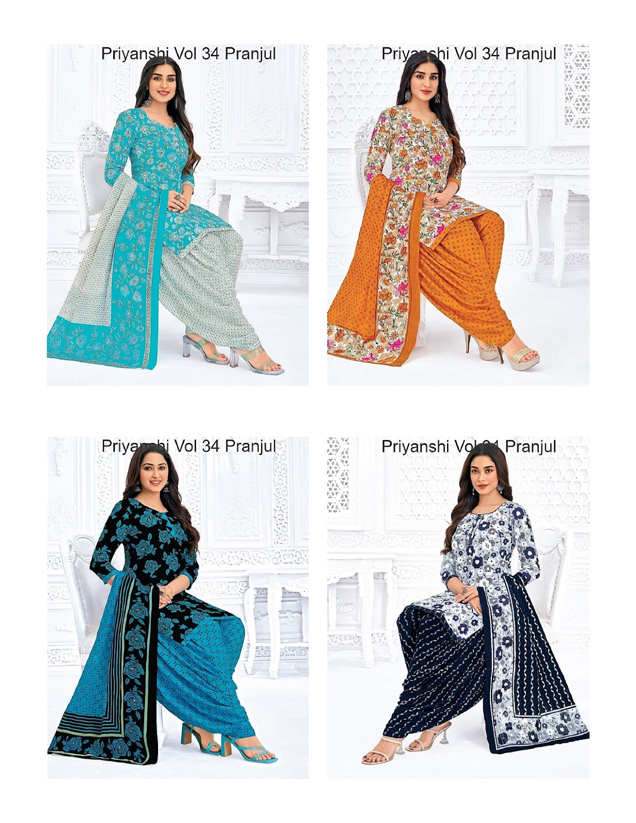 Priyanshi Vol 34 Pranjul Readymade Cotton Patiyala Suits Supplier India