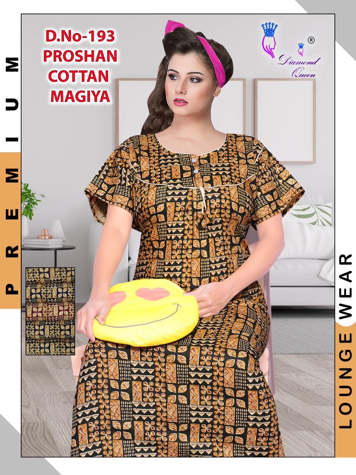 Proshan Cotton Diamond Queen Meghya Night Gowns Supplier India