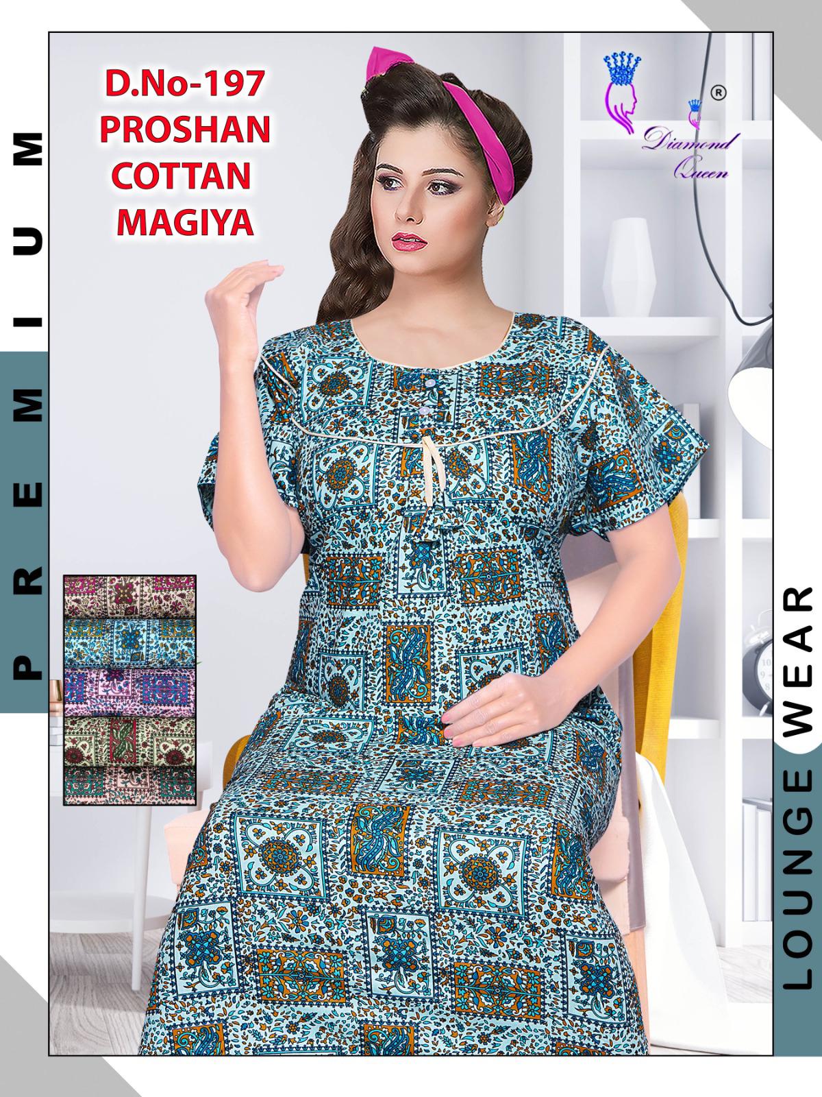 Proshan Cotton Diamond Queen Meghya Night Gowns Supplier India
