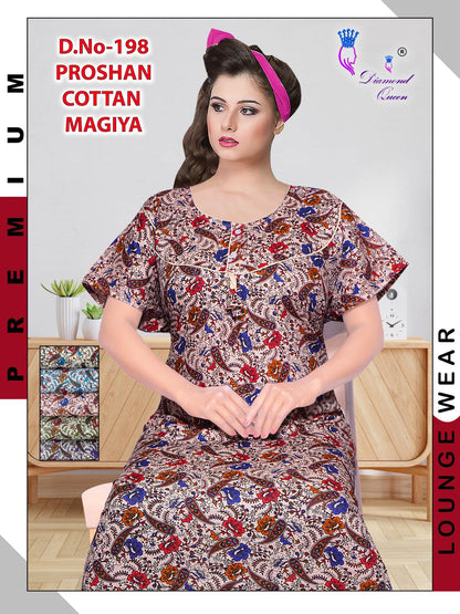 Proshan Cotton Diamond Queen Meghya Night Gowns Supplier India
