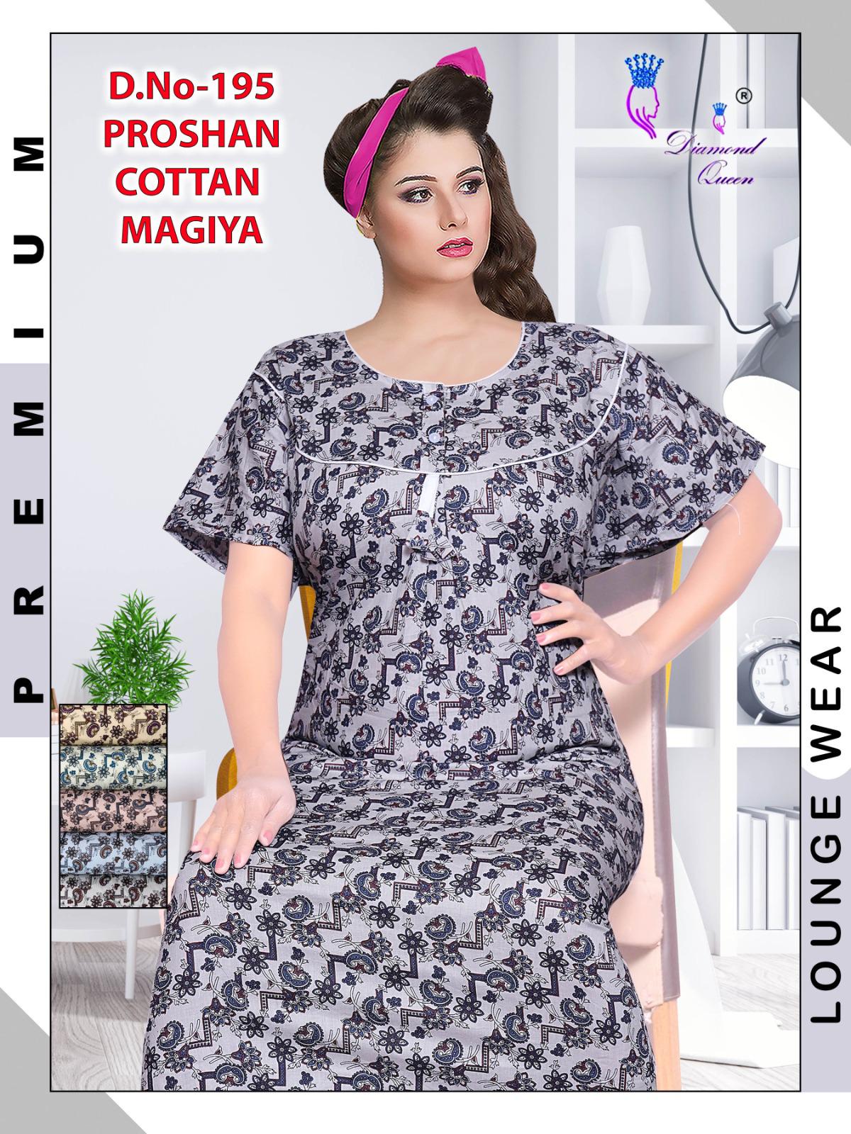 Proshan Cotton Diamond Queen Meghya Night Gowns Supplier India