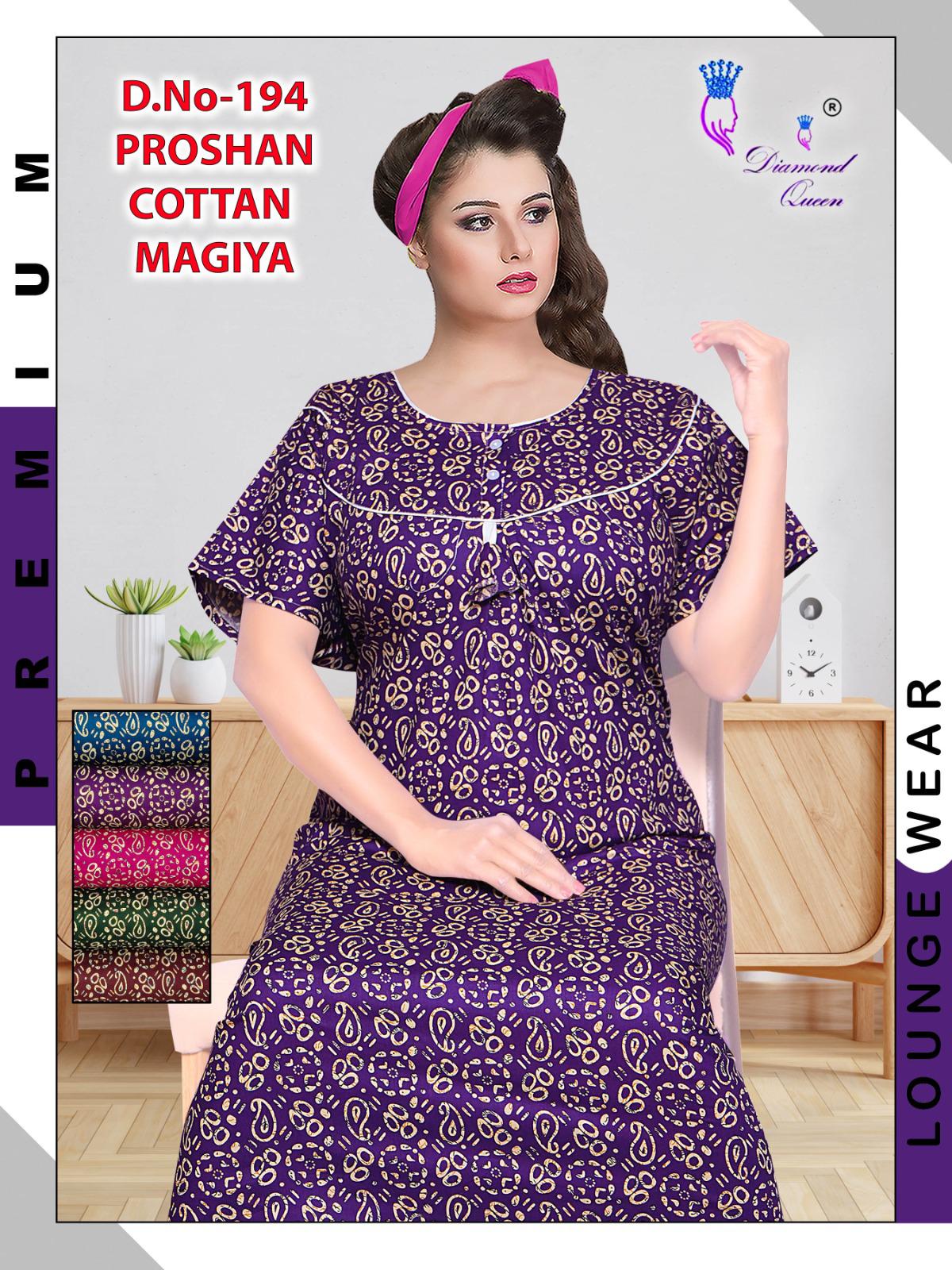 Proshan Cotton Diamond Queen Meghya Night Gowns Supplier India