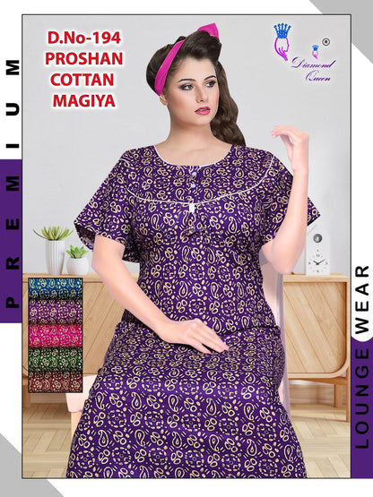 Proshan Cotton Diamond Queen Meghya Night Gowns Supplier India