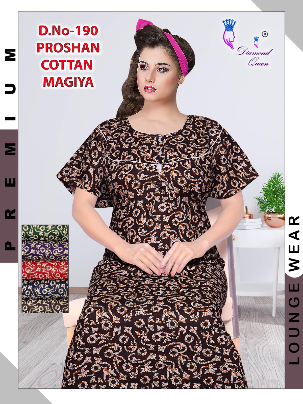 Proshan Cotton Diamond Queen Meghya Night Gowns Supplier India