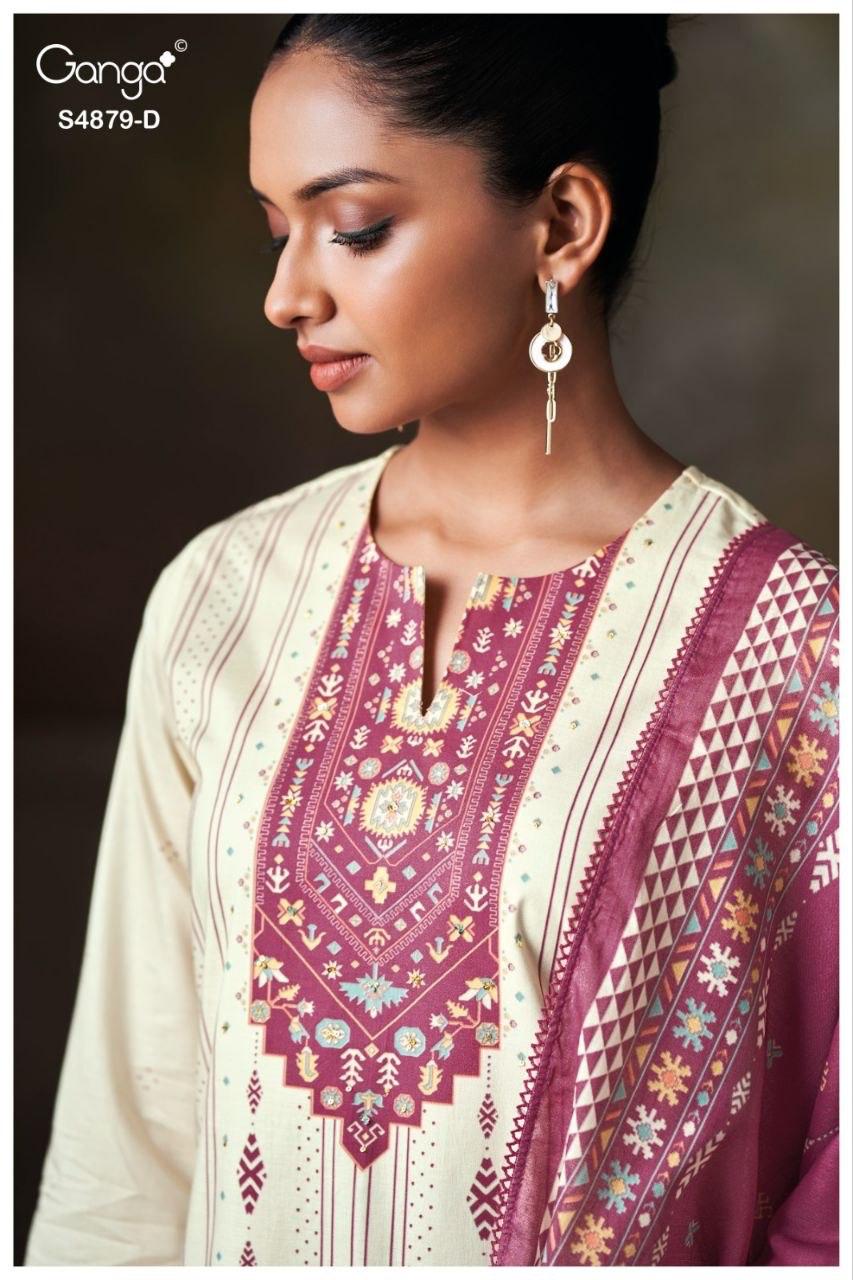 Pryael 4879 Ganga Cotton Pant Style Suits Supplier Ahmedabad