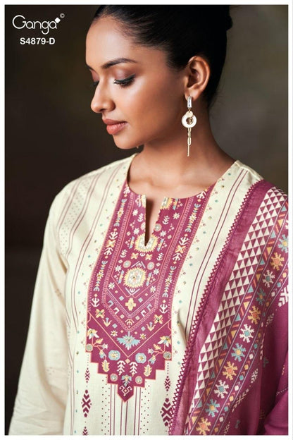 Pryael 4879 Ganga Cotton Pant Style Suits Supplier Ahmedabad