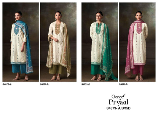 Pryael 4879 Ganga Cotton Pant Style Suits Supplier Ahmedabad