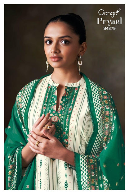 Pryael 4879 Ganga Cotton Pant Style Suits Supplier Ahmedabad