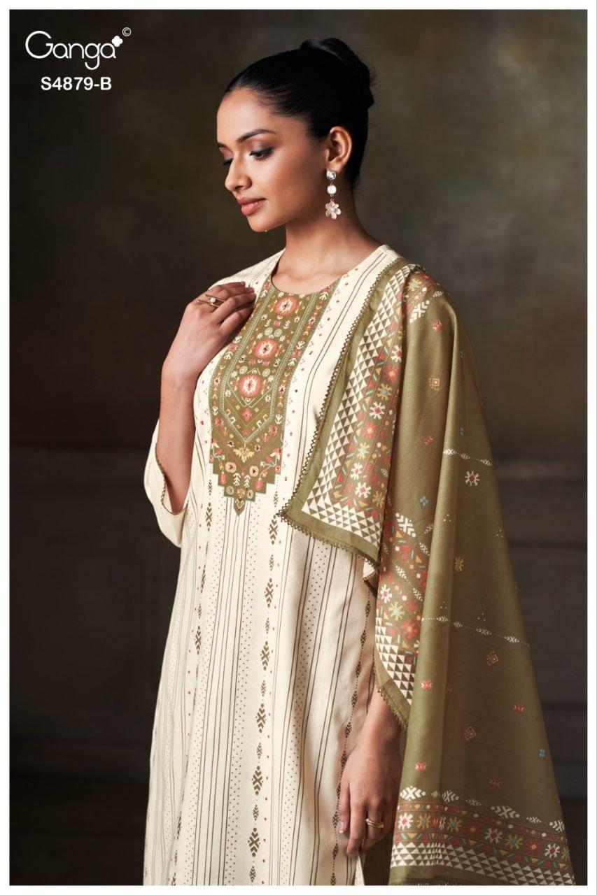 Pryael 4879 Ganga Cotton Pant Style Suits Supplier Ahmedabad
