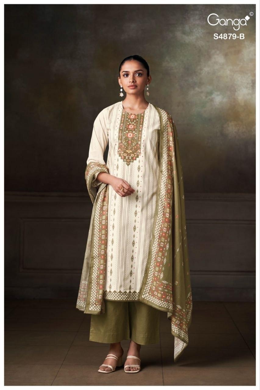 Pryael 4879 Ganga Cotton Pant Style Suits Supplier Ahmedabad