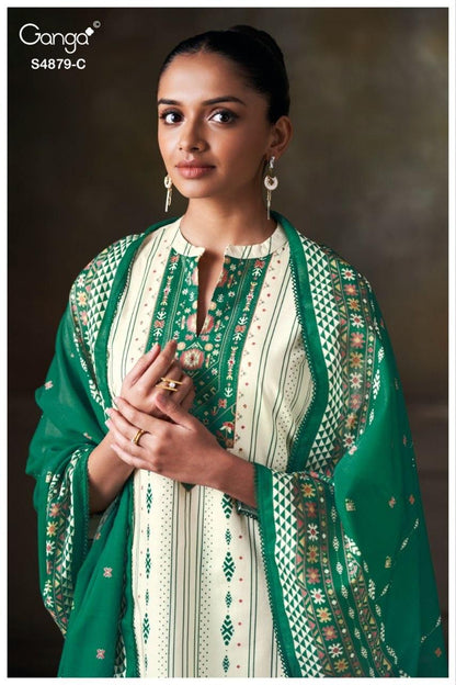 Pryael 4879 Ganga Cotton Pant Style Suits Supplier Ahmedabad