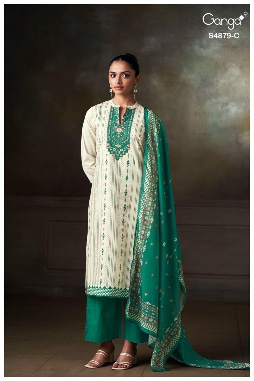 Pryael 4879 Ganga Cotton Pant Style Suits Supplier Ahmedabad