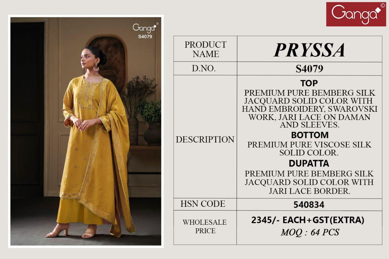 Pryssa 4079 Ganga Bemberg Silk Plazzo Style Suits Supplier Ahmedabad