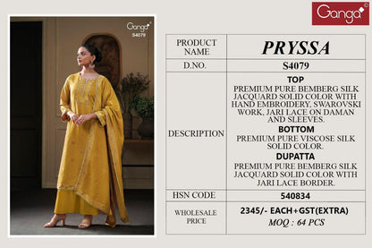 Pryssa 4079 Ganga Bemberg Silk Plazzo Style Suits Supplier Ahmedabad