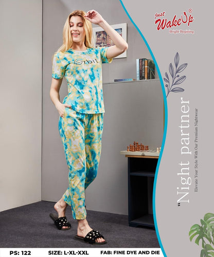 Ps 122 Wakeup Tie Dye Pyjama Night Suits Wholesale Price