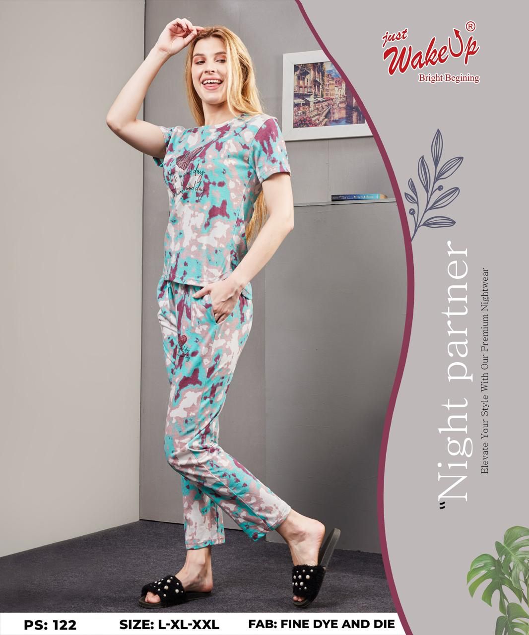 Ps 122 Wakeup Tie Dye Pyjama Night Suits Wholesale Price