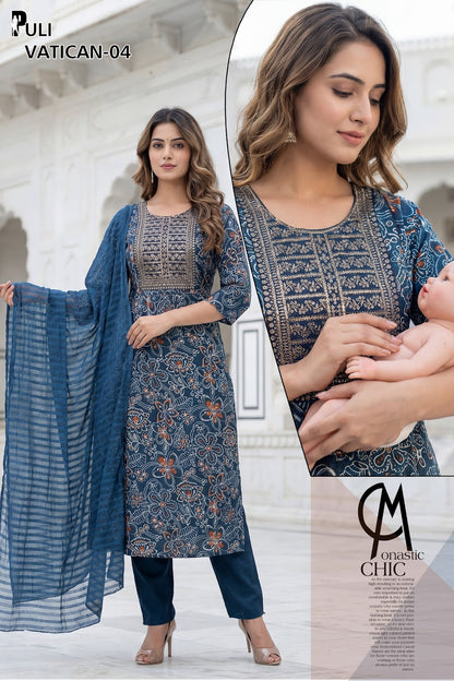 Puli Prmnt Vatican Feeding Readymade Suit Wholesaler Ahmedabad