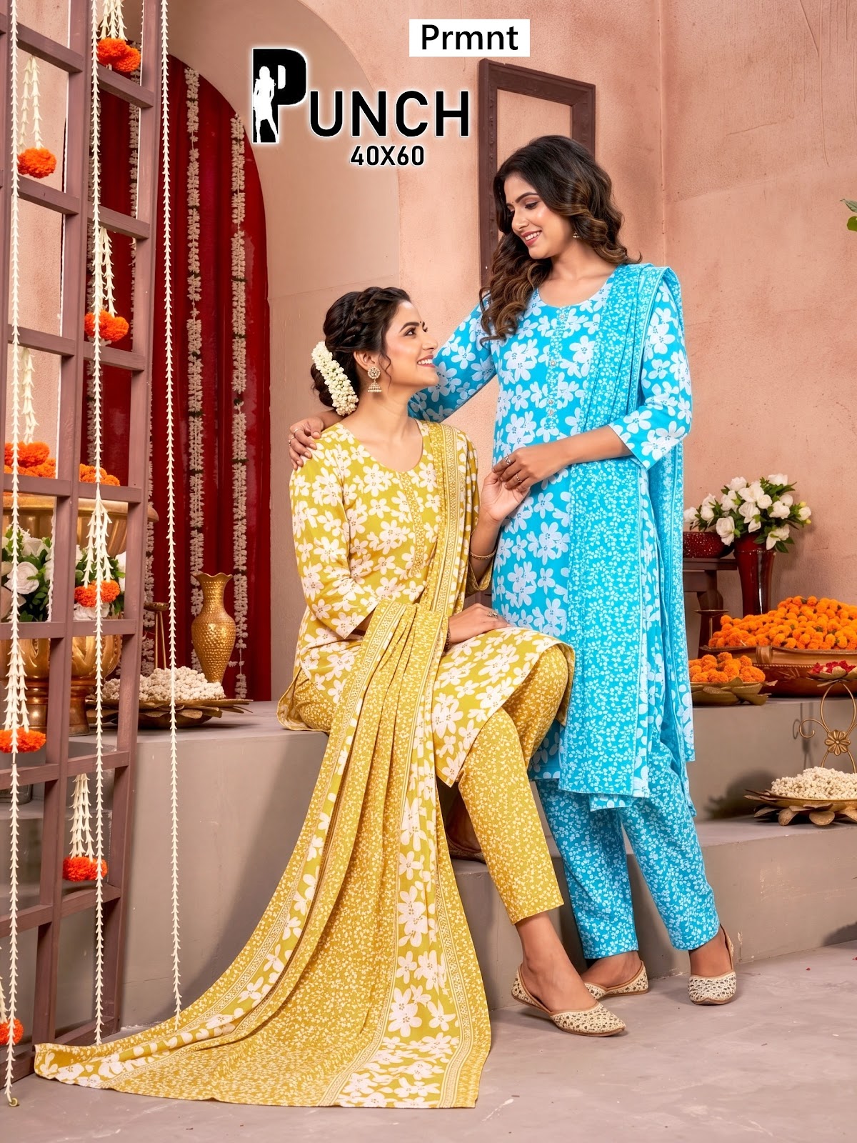 Punch Prmnt Readymade Cotton Pant Suits Manufacturer