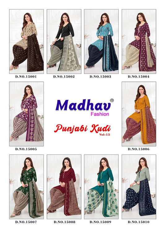 Punjabi Kudi Vol 15 Madhav Fashion Cotton Dress Material Supplier India