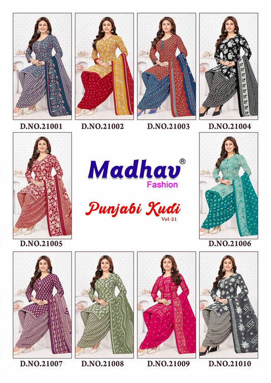 Punjabi Kudi Vol 21 Madhav Fashion Cotton Dress Material Manufacturer India