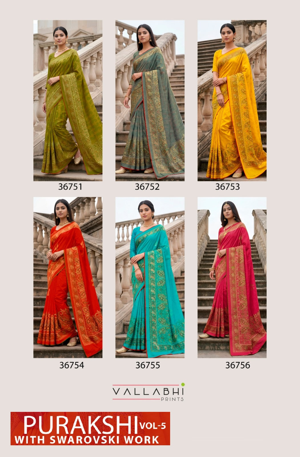 Purakshi Vol 5 Vallabhi Prints Brasso Sarees Exporter Gujarat