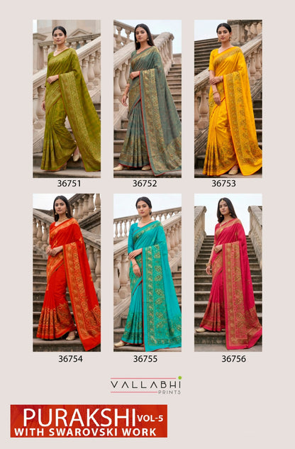 Purakshi Vol 5 Vallabhi Prints Brasso Sarees Exporter Gujarat
