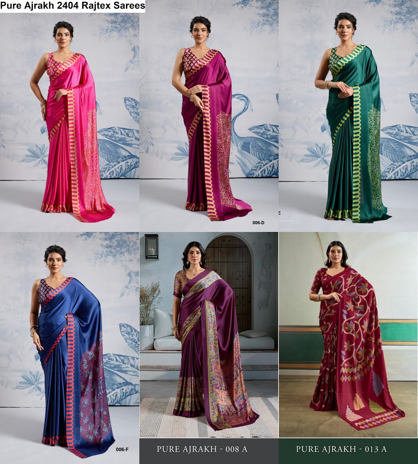Pure Ajrakh 2404 Rajtex Modal Satin Sarees Wholesale