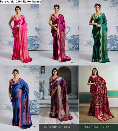Pure Ajrakh 2404 Rajtex Modal Satin Sarees Wholesale