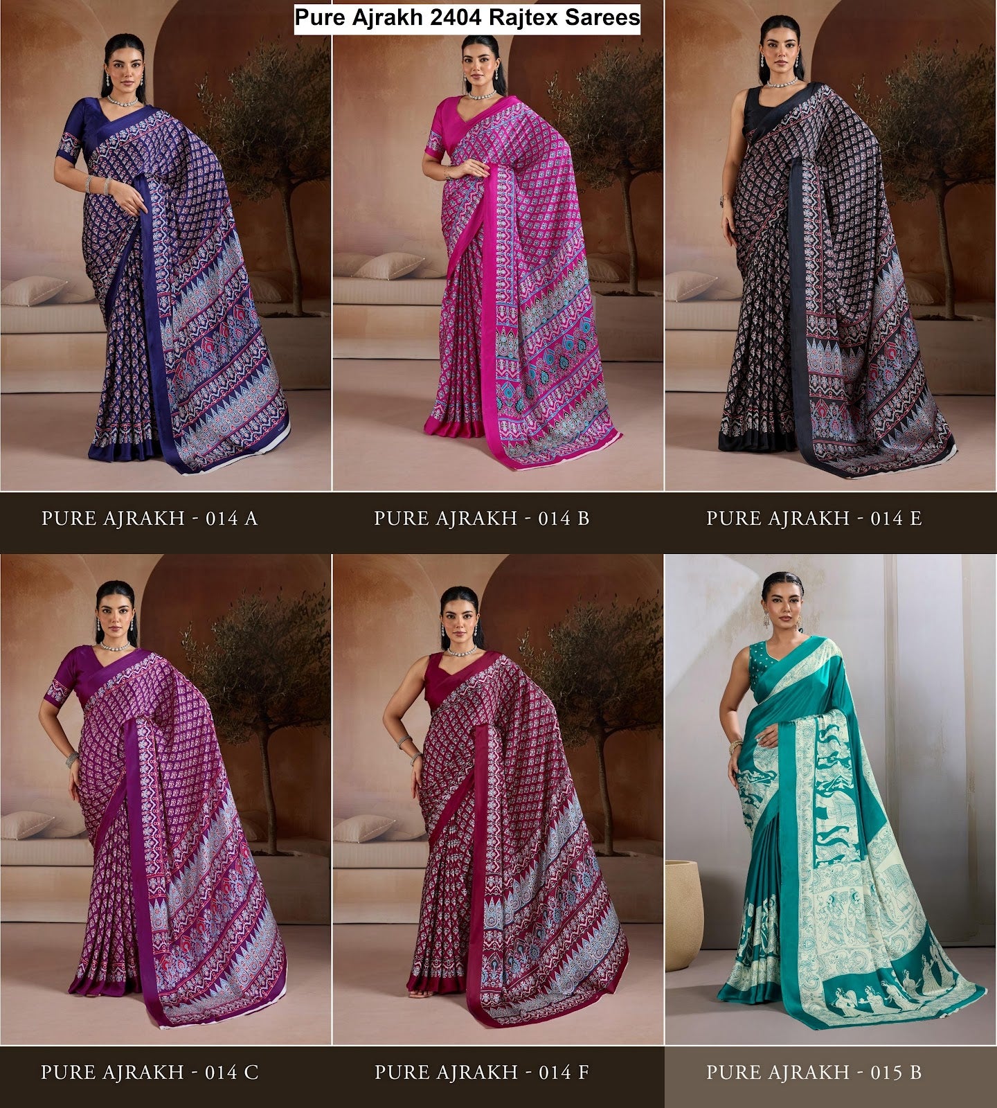 Pure Ajrakh 2404 Rajtex Modal Satin Sarees Wholesale