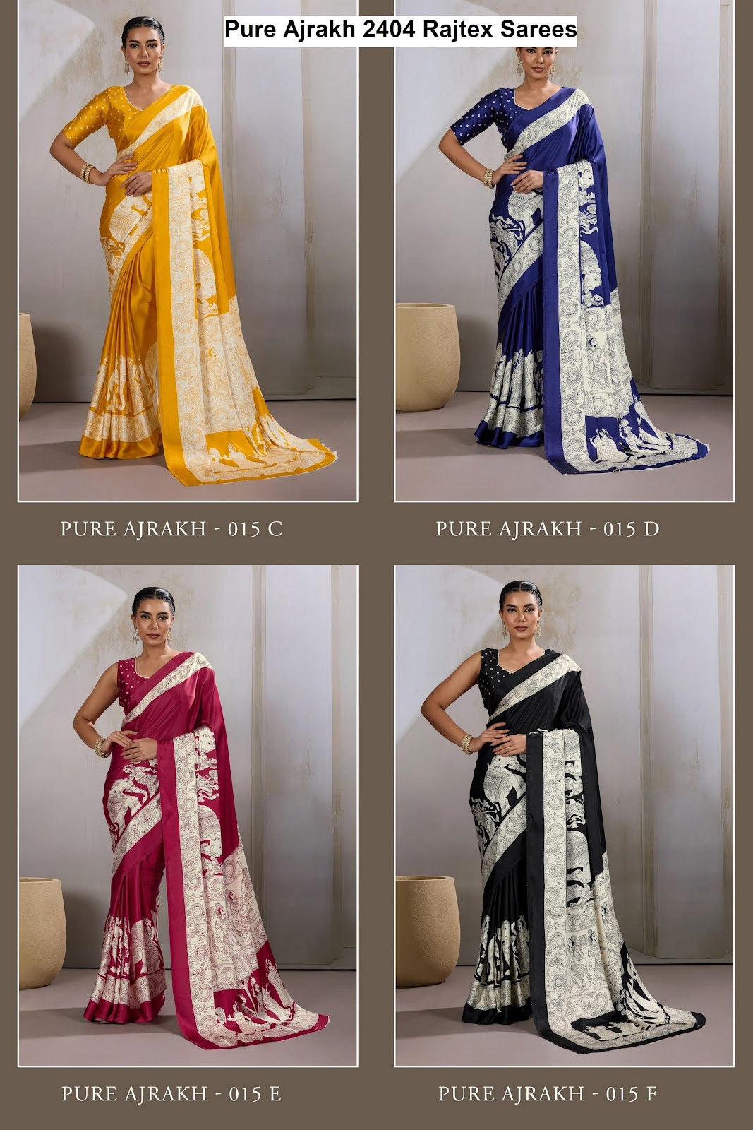 Pure Ajrakh 2404 Rajtex Modal Satin Sarees Wholesale