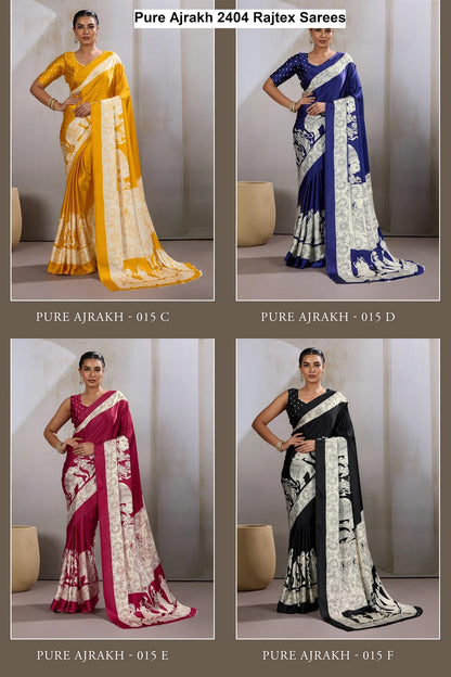 Pure Ajrakh 2404 Rajtex Modal Satin Sarees Wholesale