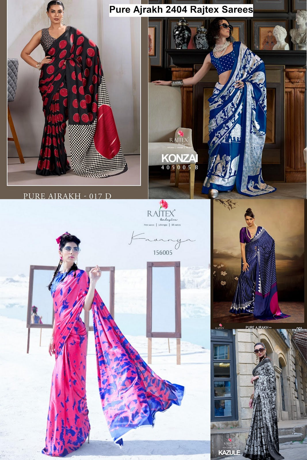Pure Ajrakh 2404 Rajtex Modal Satin Sarees Wholesale