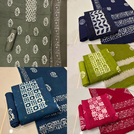 Pure Cotton 081024 Balajit Wax Batik Salwar Suits Wholesaler India