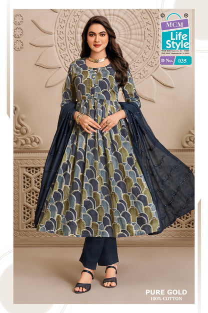 Pure Gold Vol 2 Mcm Lifestyle Cotton Readymade Anarkali Suits Wholesaler India