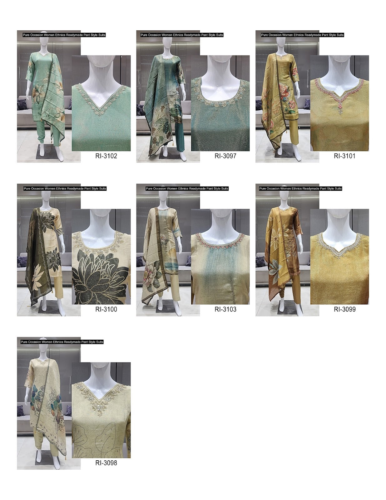 Pure Occasion Women Ethnics Viscose Simmer Readymade Pant Style Suits Wholesale Rate