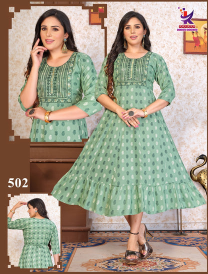 Pure One 4 Mlm Kalash Lifestyle Rayon 14Kg Anarkali Kurtis Wholesale Price