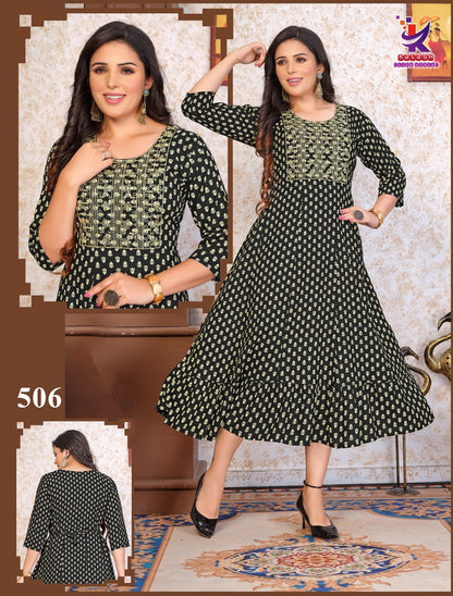 Pure One 4 Mlm Kalash Lifestyle Rayon 14Kg Anarkali Kurtis Wholesale Price
