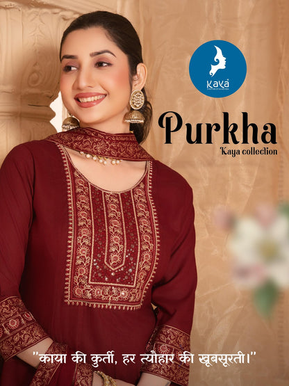 Purkha Kaya Rayon Readymade Anarkali Suits Supplier Gujarat