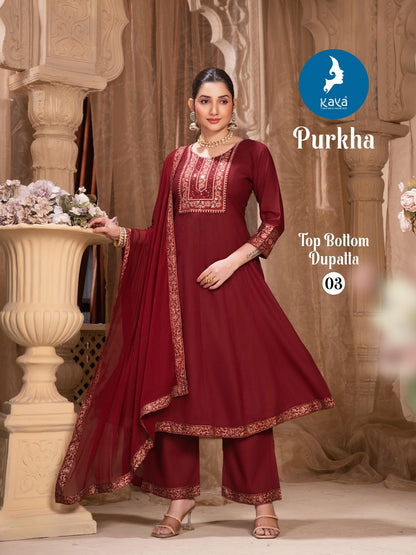 Purkha Kaya Rayon Readymade Anarkali Suits Supplier Gujarat
