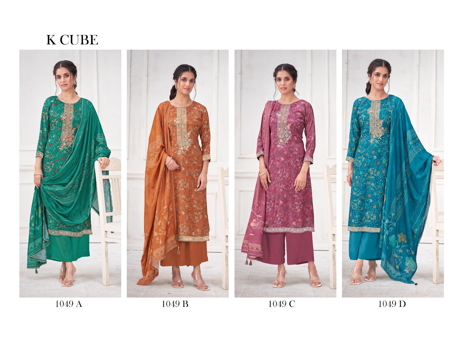 Purna 1049 K Cube Muslin Plazzo Style Suits Wholesaler Gujarat