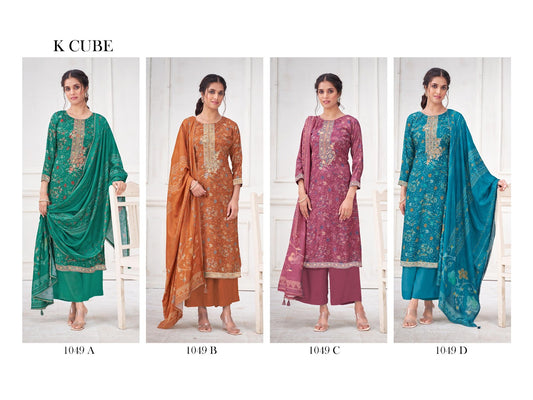 Purna 1049 K Cube Muslin Plazzo Style Suits Wholesaler Gujarat