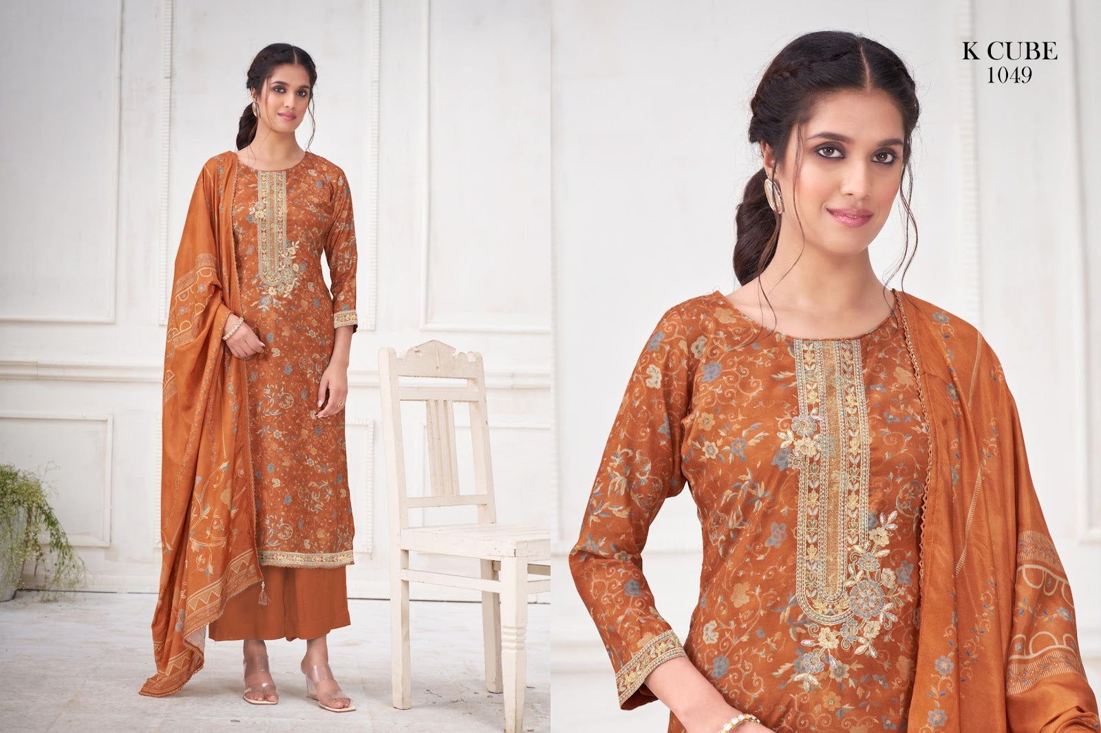 Purna 1049 K Cube Muslin Plazzo Style Suits Wholesaler Gujarat